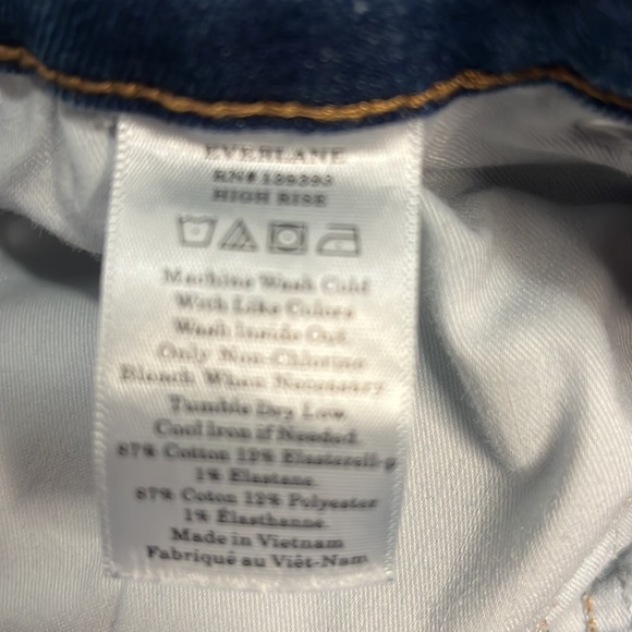 Everlane High Rise Denim Jeans Waist 31 Blue - Picture 10 of 10